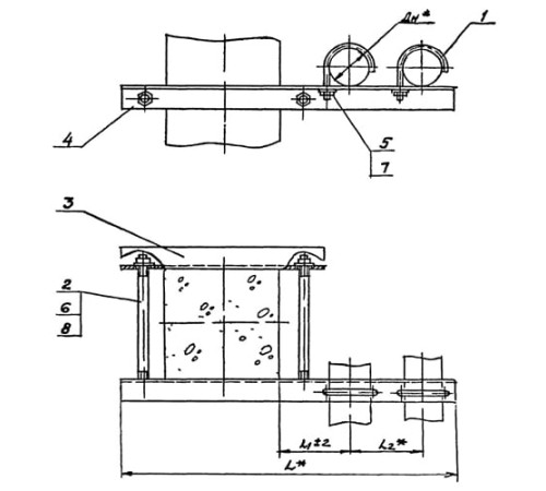 Крепления двух трубопроводов к колонне в Слуцке