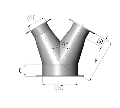 Титановые неравнопроходные Y-тройники для воздуховодов в Слуцке