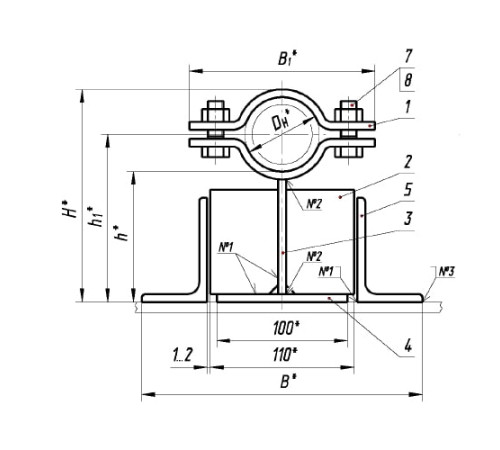 Опоры ТПР.08.17(2) для трубопроводов в Слуцке